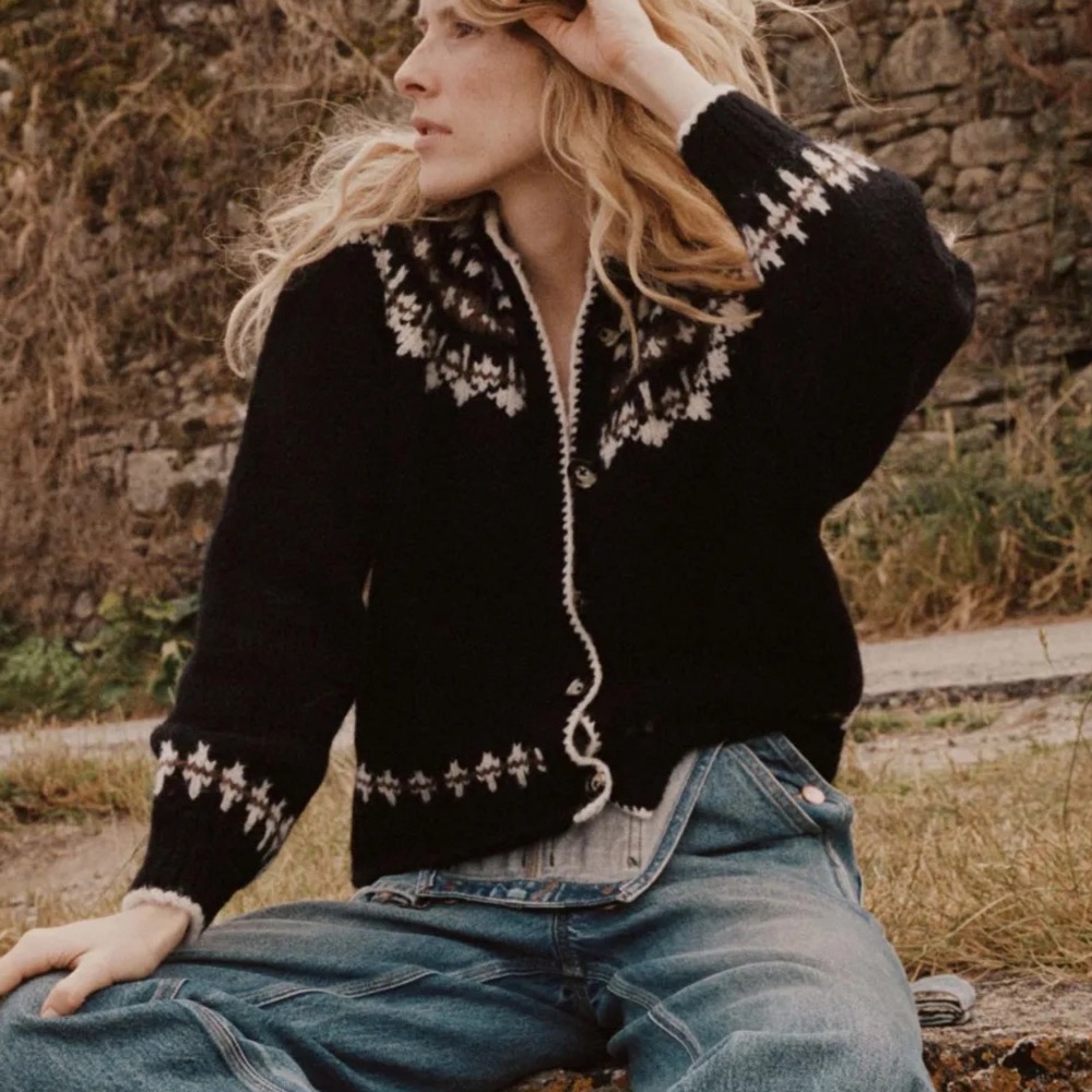 Doen Clarke Cardigan Olympia Black Fairisle